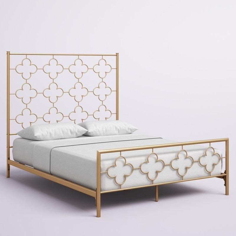Gold Metal Yonca Desenli Karyola - 159x211 cm - 144993