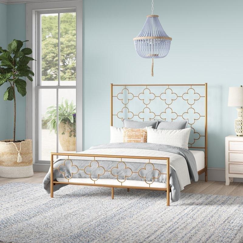 Gold Metal Yonca Desenli Karyola - 159x211 cm - 144993