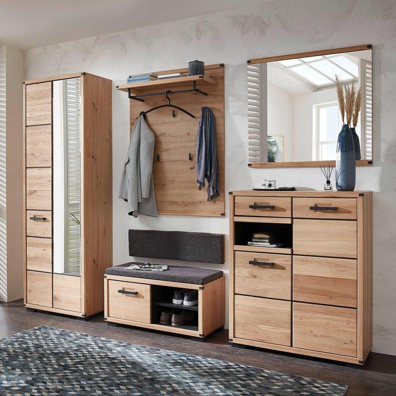 Grafit Artisan Dekor 5 Parça Aynalı Oturaklı Portmanto Vestiyer Seti - 238 cm - 158602