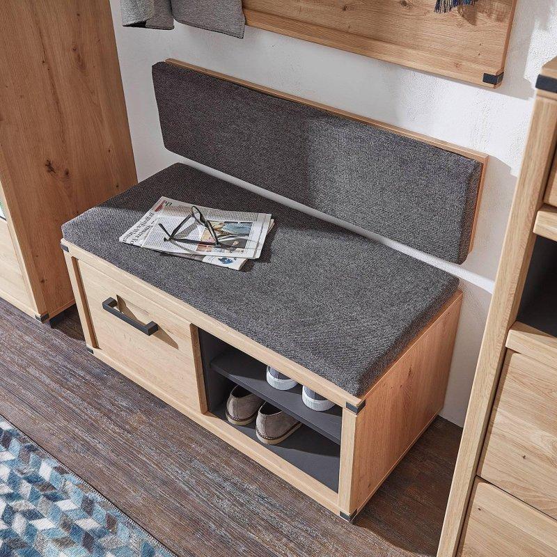 Grafit Artisan Dekor 5 Parça Aynalı Oturaklı Portmanto Vestiyer Seti - 238 cm - 158602
