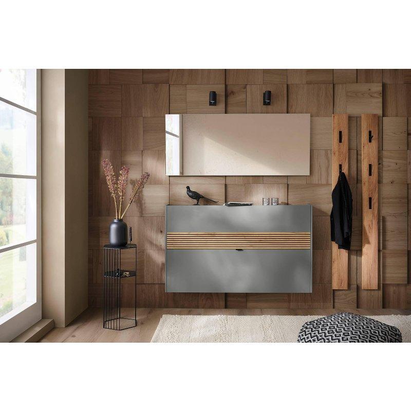 Grafit ve Navarra Meşe Rengi Sunta Aynalı 4 Parça Portmanto Vestiyer - 170x200 cm - 158890