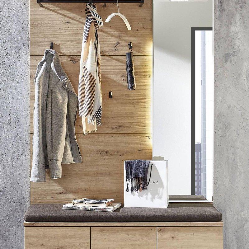 Grafit ve Zanaatkar Meşe Oturaklı LED Işıklı Portmanto Vestiyer - 120 cm - 159121