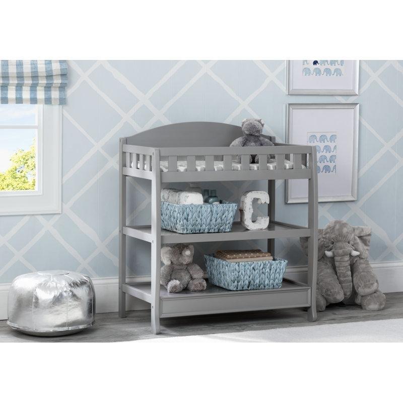 Gri Ahşap 2 Raflı ve Minderli Alt Değiştirme Masası - 89x51x100 cm - 163024