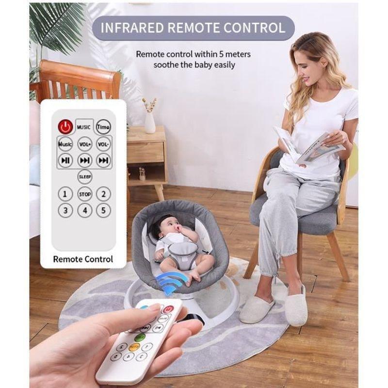 Gri Alüminyum Uzaktan Kumandalı Bluetooth Müzikli Elektrikli Ana Kucağı Beşik - 61x61x72 cm - 162373