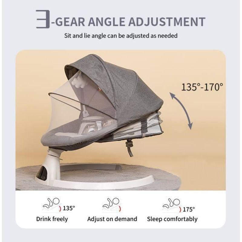 Gri Alüminyum Uzaktan Kumandalı Bluetooth Müzikli Elektrikli Ana Kucağı Beşik - 61x61x72 cm - 162373