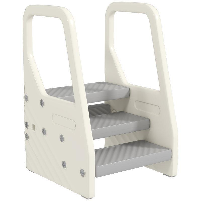 Gri Ayarlanabilir 3 Basamaklı Kaydırmaz Yüzeyli Çocuk Öğrenme Kulesi - 66 cm - 163054