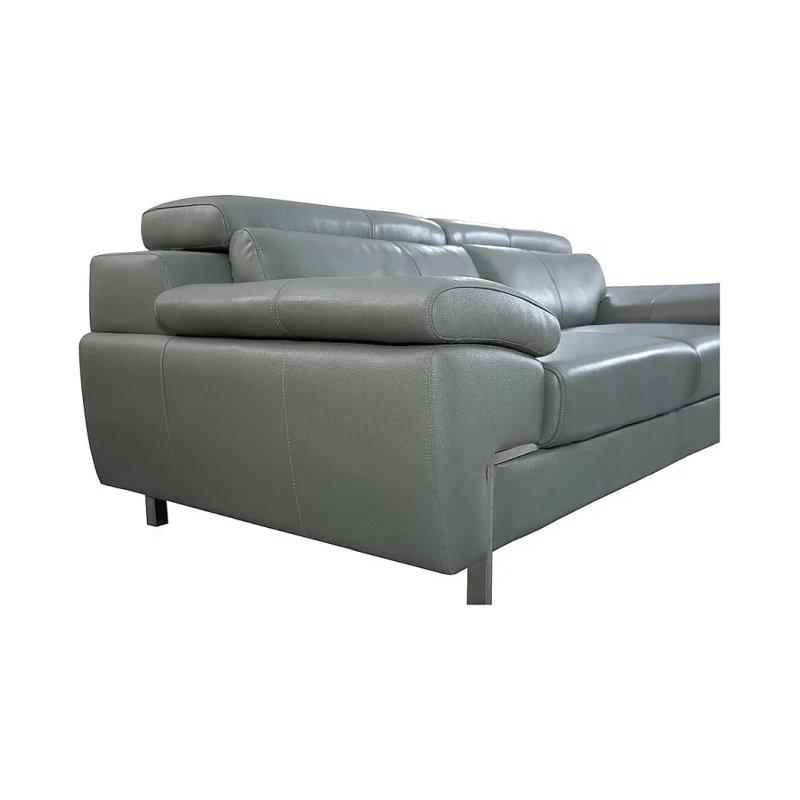Gri Deri Ayarlanabilir Başlıklı Üçlü Koltuk - 222 cm - 155290