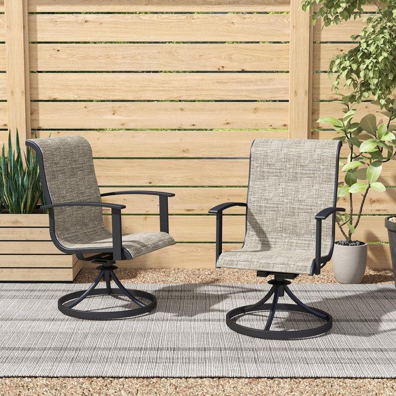 Gri Döner Sallanır Kolçaklı Ferforje Sandalye - İkili Set - 145914