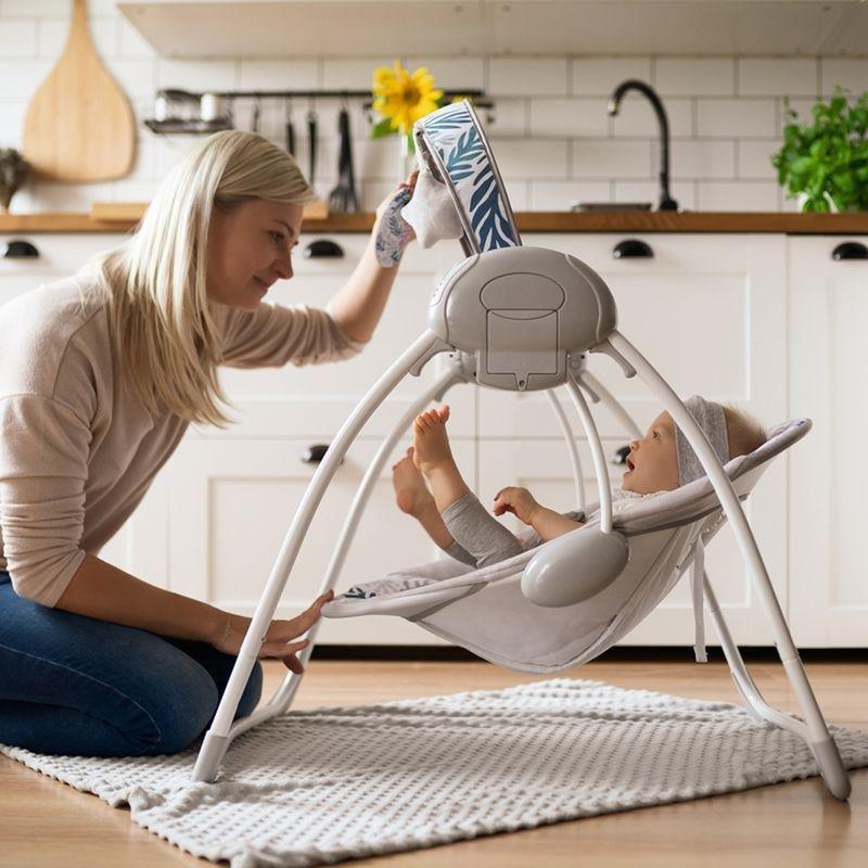 Gri Elektrikli 5 Hız Kademeli 8 Melodili Oyuncaklı Ana Kucağı Beşik - 162343