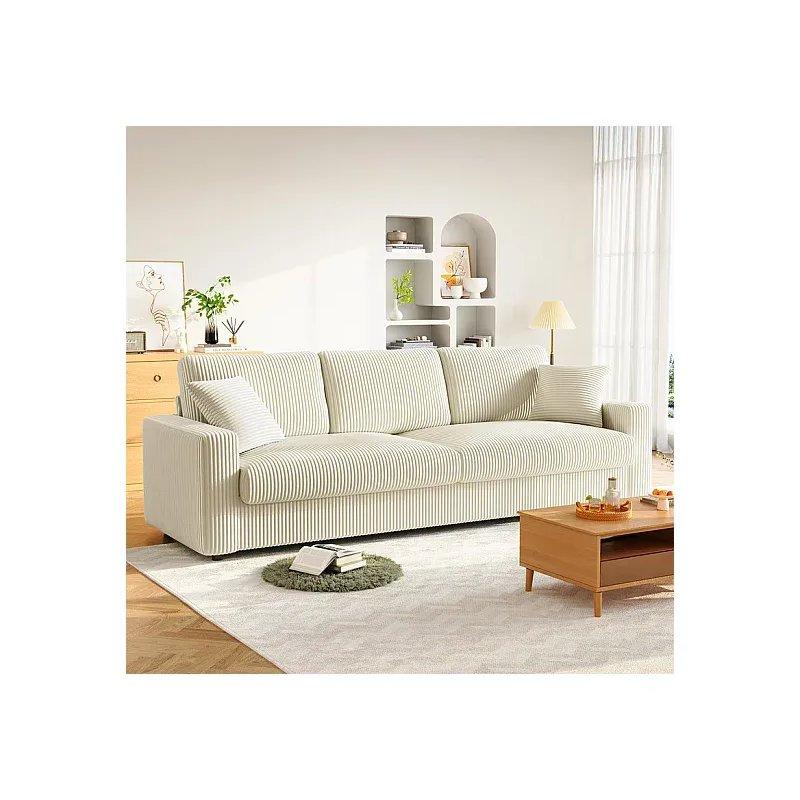 Gri Fitilli Kadife 2 Yastıklı Koltuk - 256x89x88 cm - 156052