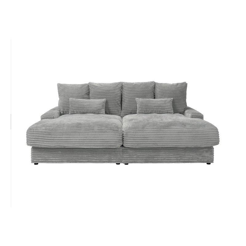 Gri Fitilli Kadife Derin Oturumlu 3 Kişilik Koltuk - 232 cm - 155116