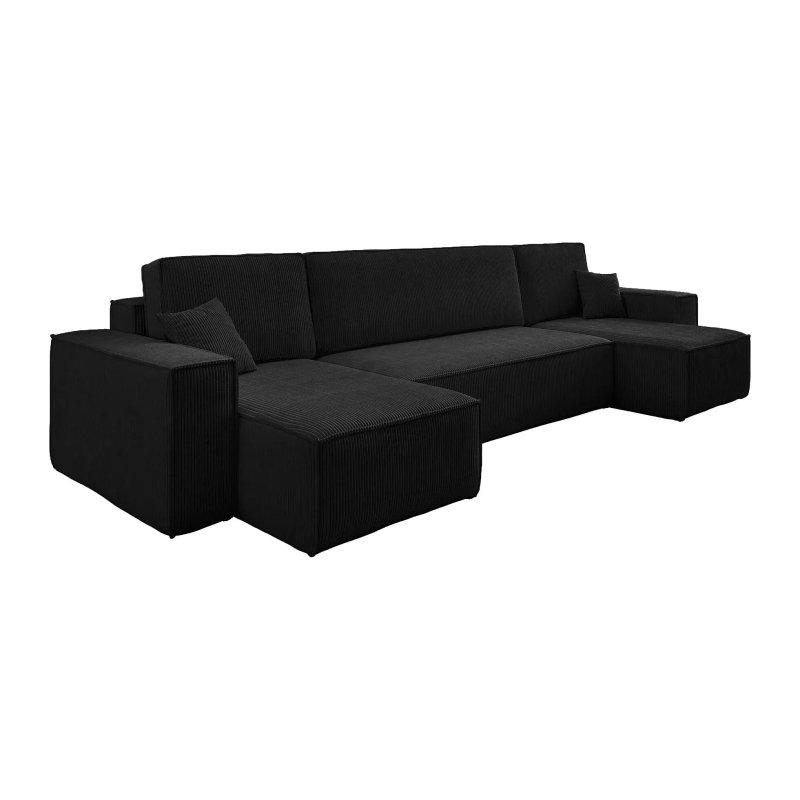 Gri Fitilli Kadife Yataklı U Köşe Koltuk - 312x145 cm - 155827