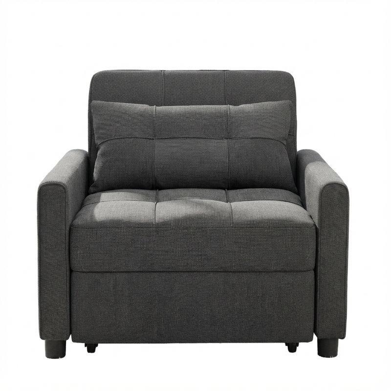 Gri Keten Kumaş Yatak Olan Fonksiyonel Tekli Koltuk - 156313