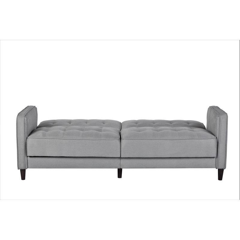 Gri Keten Masif Ahşap Yataklı Kapitoneli Koltuk - 206 cm - 151834
