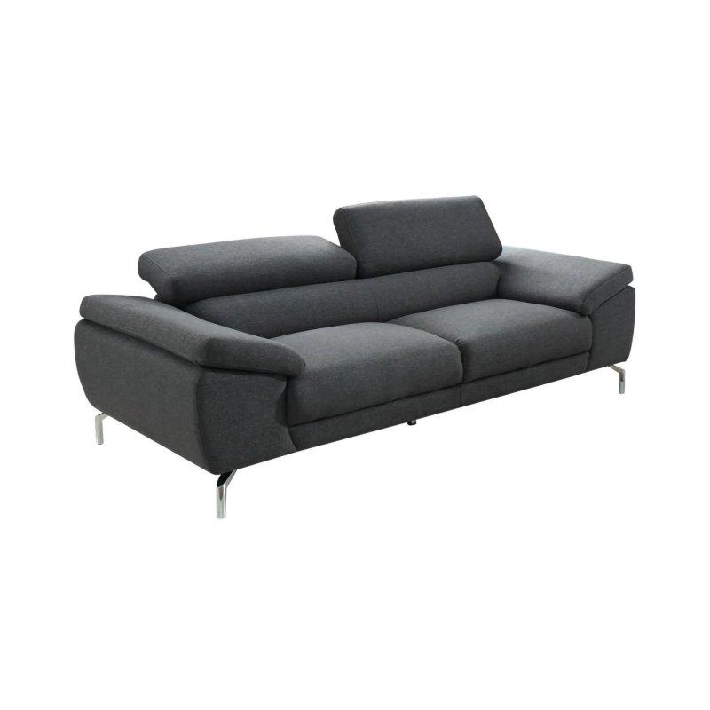 Gri Kumaş Ayarlanabilir Başlıklı Metal Ayaklı Üçlü Koltuk - 216 cm - 155353