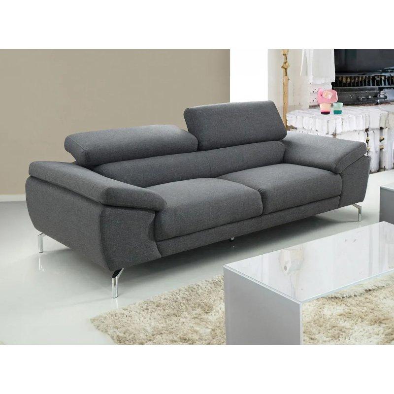 Gri Kumaş Ayarlanabilir Başlıklı Metal Ayaklı Üçlü Koltuk - 216 cm - 155353