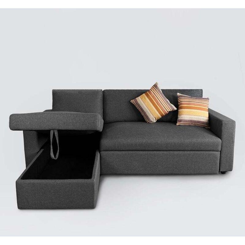 Gri Kumaş Yataklı Sandıklı Yönü Değiştirilebilir Köşe Koltuk - 224x146 cm - 153760
