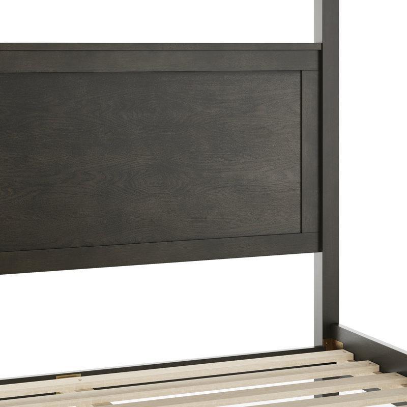 Gri Masif Ahşap Cibinlikli Başlıklı Platform Karyola - 160x200 cm - 143554