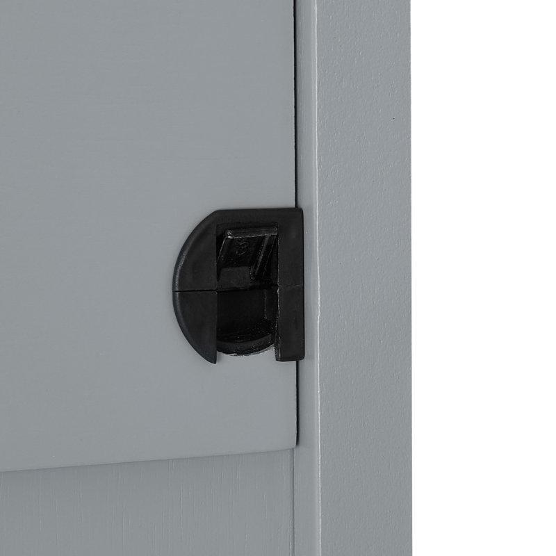 Gri Masif Ahşap ve MDF Rattan Kapaklı Oturaklı 4 Askılı Portmanto Vestiyer - 103 cm - 159505