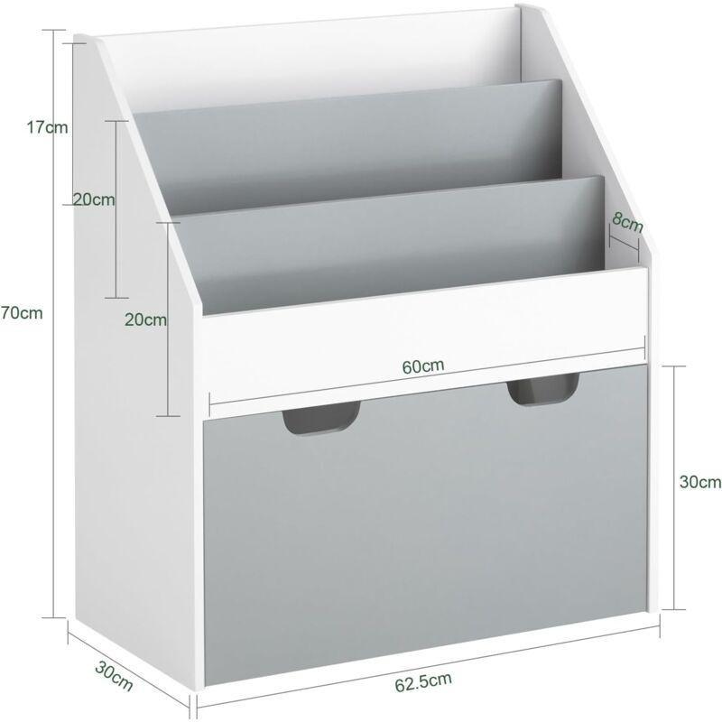 Gri MDF 3 Katlı Raflı ve Saklama Kutulu Oyuncak Dolabı - 63x30x70 cm - 150716