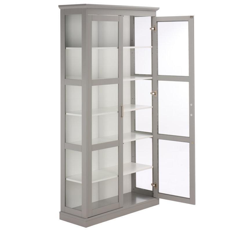 Gri MDF Cam Kapaklı Vitrin Gümüşlük - 101x36x198 cm - 157003