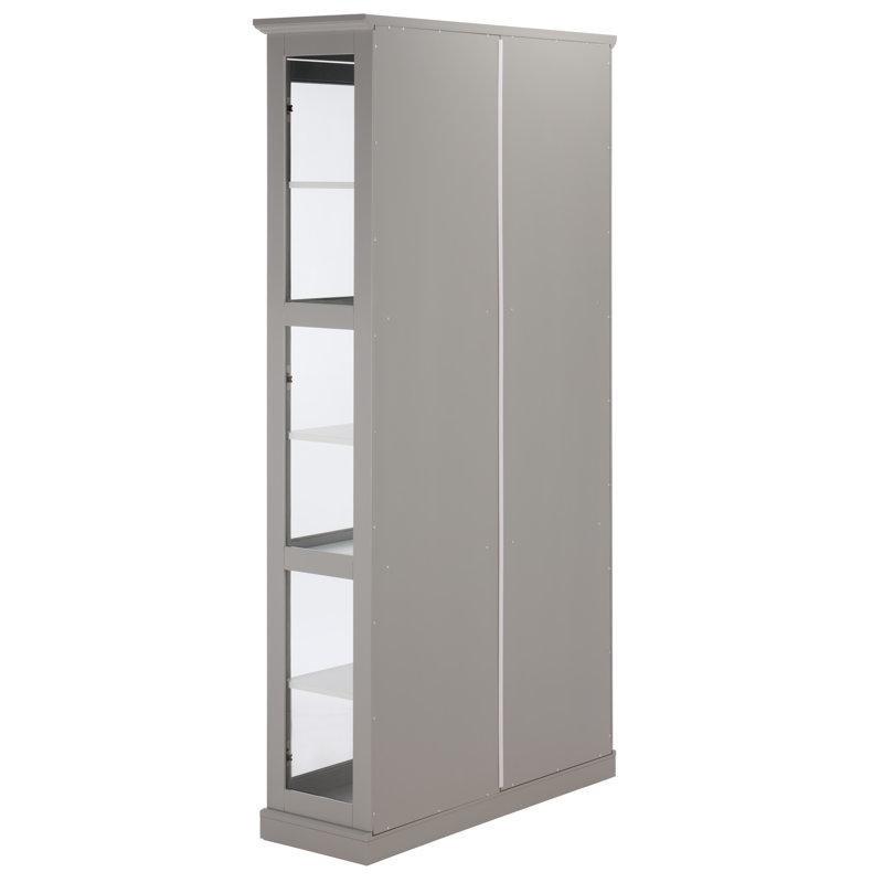 Gri MDF Cam Kapaklı Vitrin Gümüşlük - 101x36x198 cm - 157003