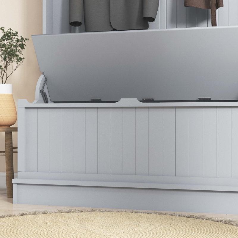 Gri MDF Oturaklı ve Ayakkabılıklı Portmanto Vestiyer - 97 cm - 159562