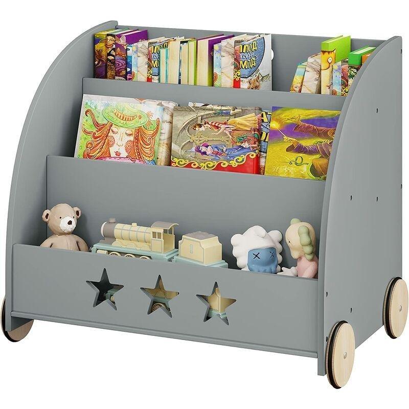 Gri MDF Tekerlekli 3 Raflı Oyuncak Dolabı - 62x57x42 cm - 150857