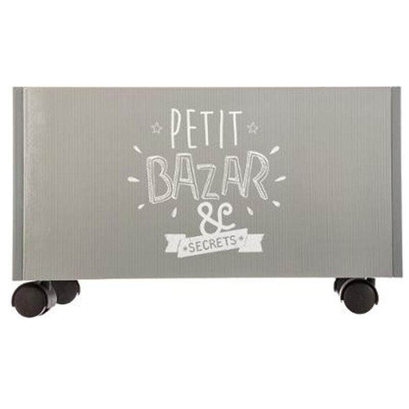Gri MDF Tekerlekli Bulut Desenli Oyuncak Dolabı - 48x30x28 cm - 150666