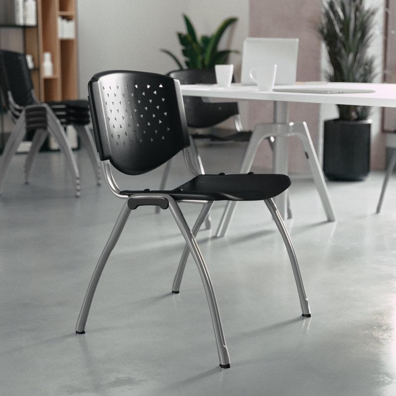 Gri Metal Ayaklı İstiflenebilir Delikli Sırtlı Plastik Sandalye - 5'li Set - 146901