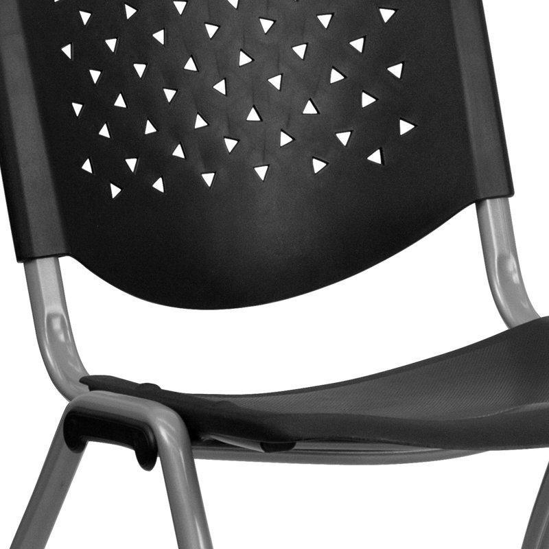 Gri Metal Ayaklı İstiflenebilir Delikli Sırtlı Plastik Sandalye - 5'li Set - 146901