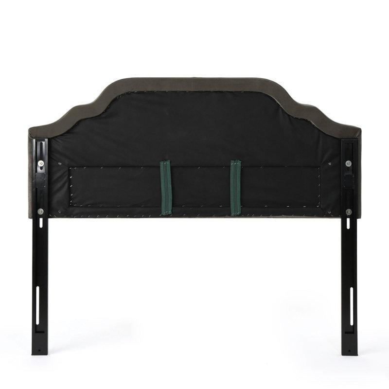 Gri Metal Kapitoneli Zımba Detaylı Kadife Yatak Başlığı - 159 cm - 144819