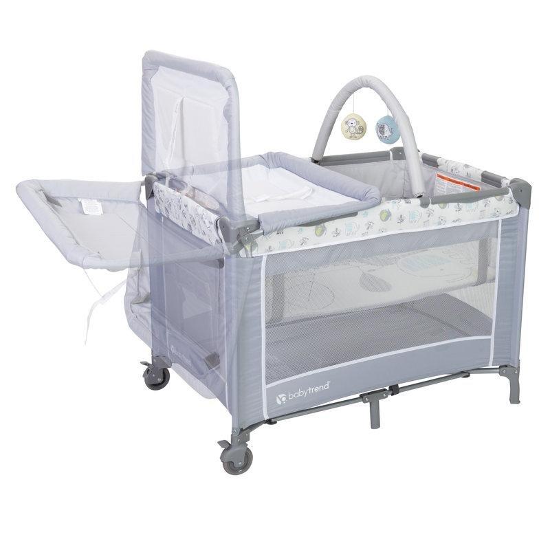 Gri Metal Katlanabilir Tekerlekli Alt Değiştirme Üniteli Anne Yanı Beşik - 74x72 cm - 161515