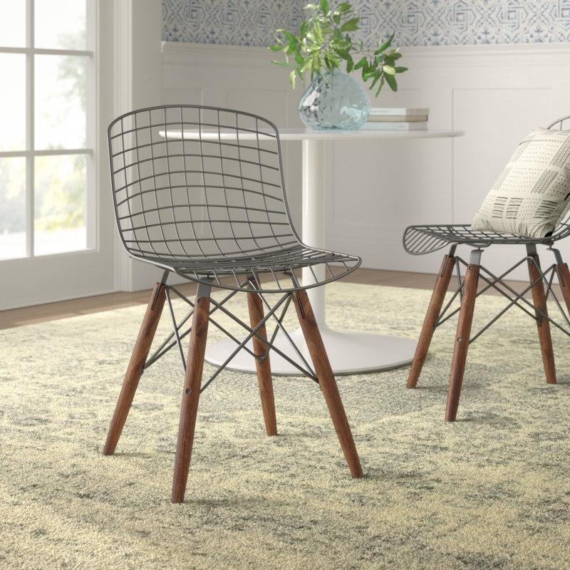 Gri Metal ve Ahşap Ayaklı Endüstriyel Tasarım Sandalye, 2%27li Set - 147081