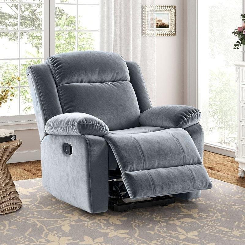 Gri Mikrofiber Kumaş Yatar Mekanizmalı Sallanan TV Koltuğu - 95 cm - 156490