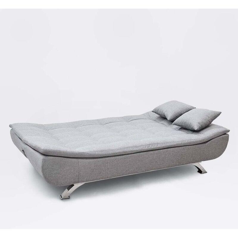 Gri Mikrofiber Metal Ayaklı Klik-Klak Mekanizmalı Yataklı Koltuk - 190 cm - 152810