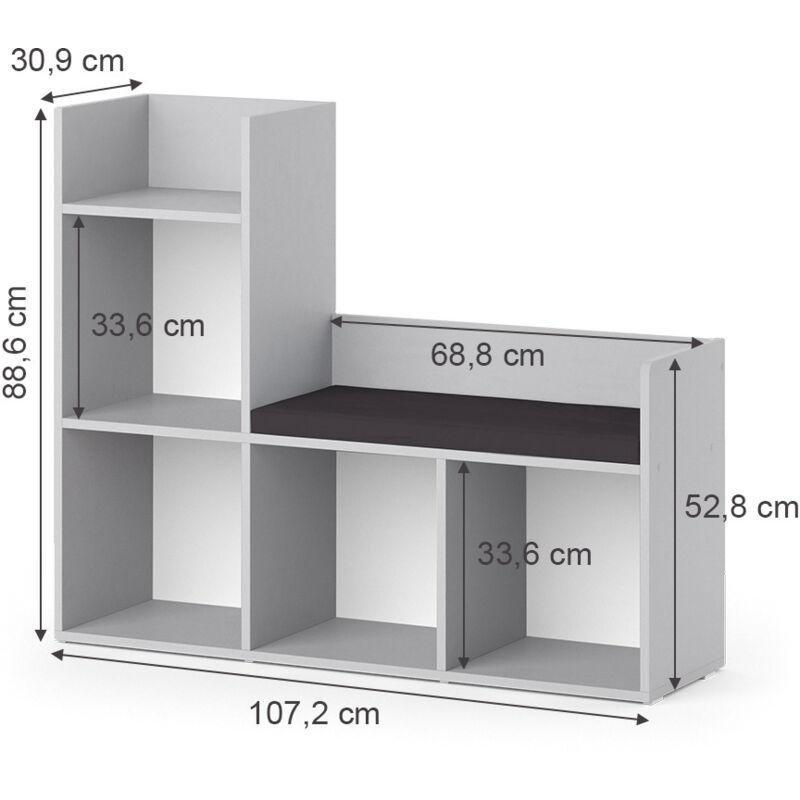 Gri Minderli Oturma Alanlı Suntalam Oyuncak Dolabı - 108x89 cm - 150770