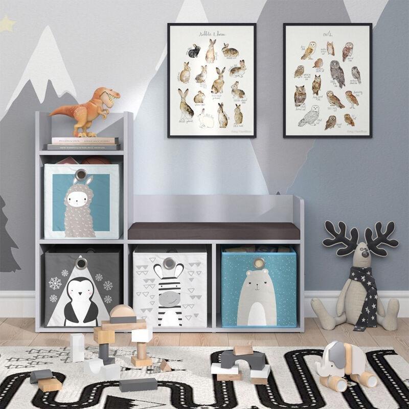 Gri Minderli Oturma Alanlı Suntalam Oyuncak Dolabı - 108x89 cm - 150770