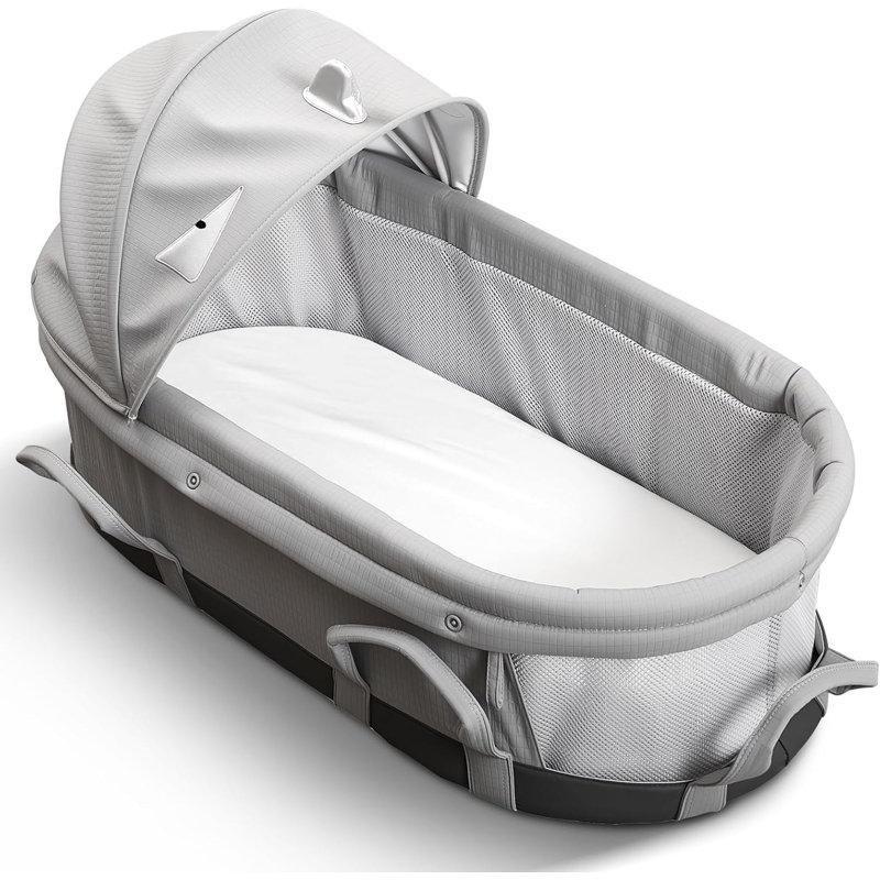 Gri Plastik Tenteli Katlanabilir Anne Yanı Beşik - 86x42x55 cm - 161578