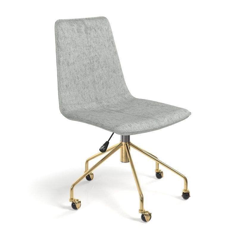 Gri Polyester Gold Metal Ayaklı Döner Tekerlekli Çalışma Masası Sandalyesi - 146649
