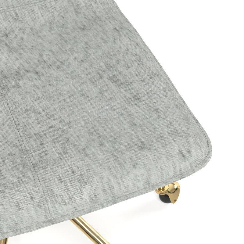 Gri Polyester Gold Metal Ayaklı Döner Tekerlekli Çalışma Masası Sandalyesi - 146649