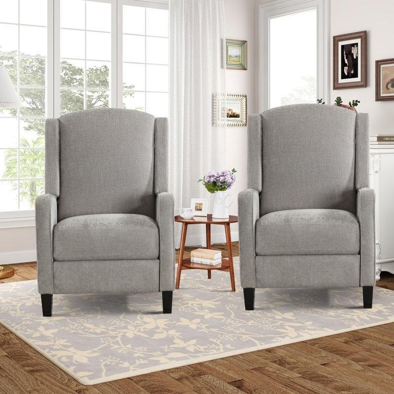 Gri Polyester Kumaş 3 Kademeli Geri İtmeli 2'li Set Tv Koltuğu - 71 cm - 156454