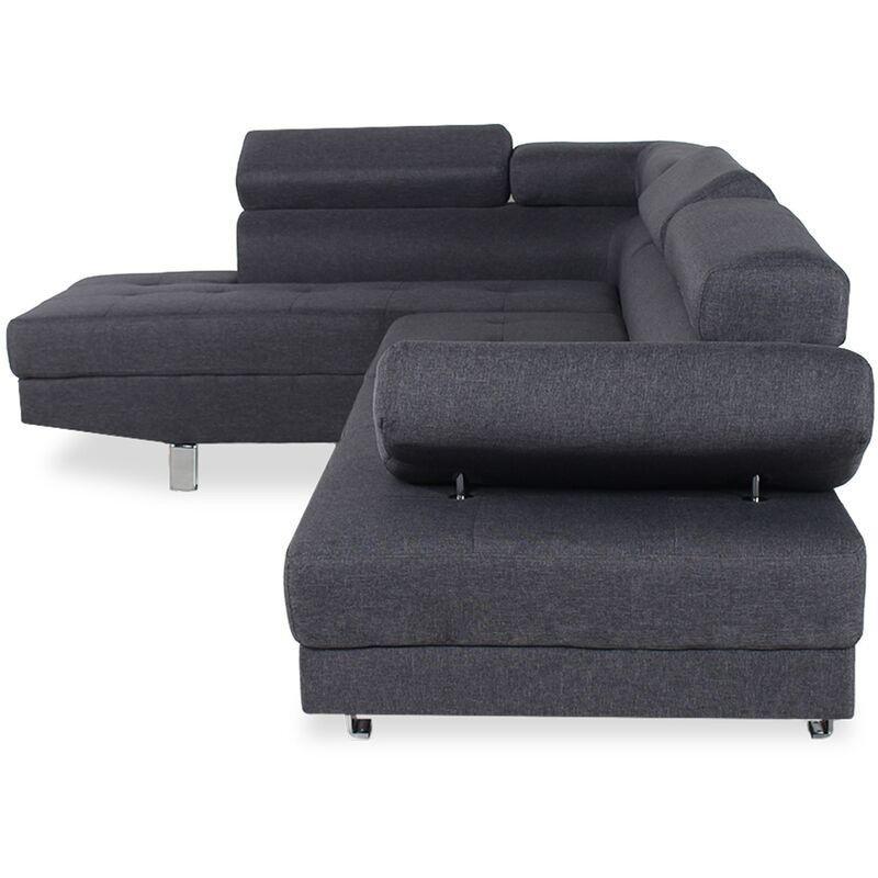 Gri Polyester Kumaş Ayarlanabilir Başlıklı 5 Kişilik Köşe Koltuk - 260x163 cm - 153252