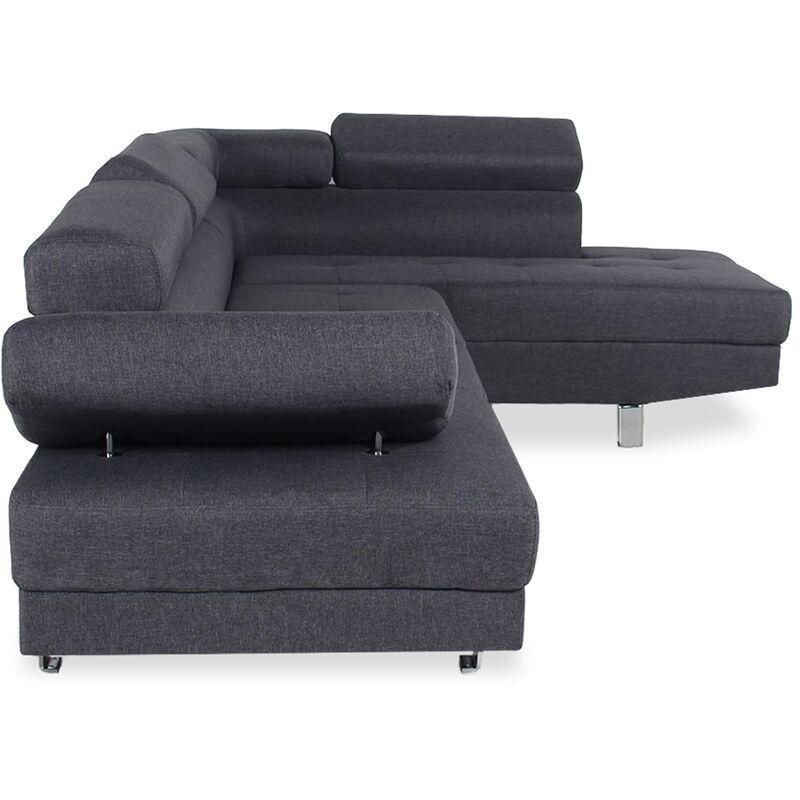 Gri Polyester Kumaş Ayarlanabilir Başlıklı Köşe Koltuk - 260x163 cm - 153090