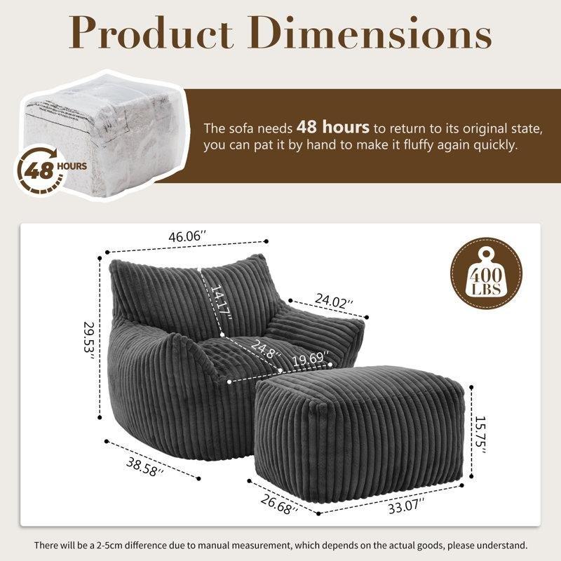 Gri Polyester Kumaş Puflu Geniş Puf Koltuk Seti - 157633