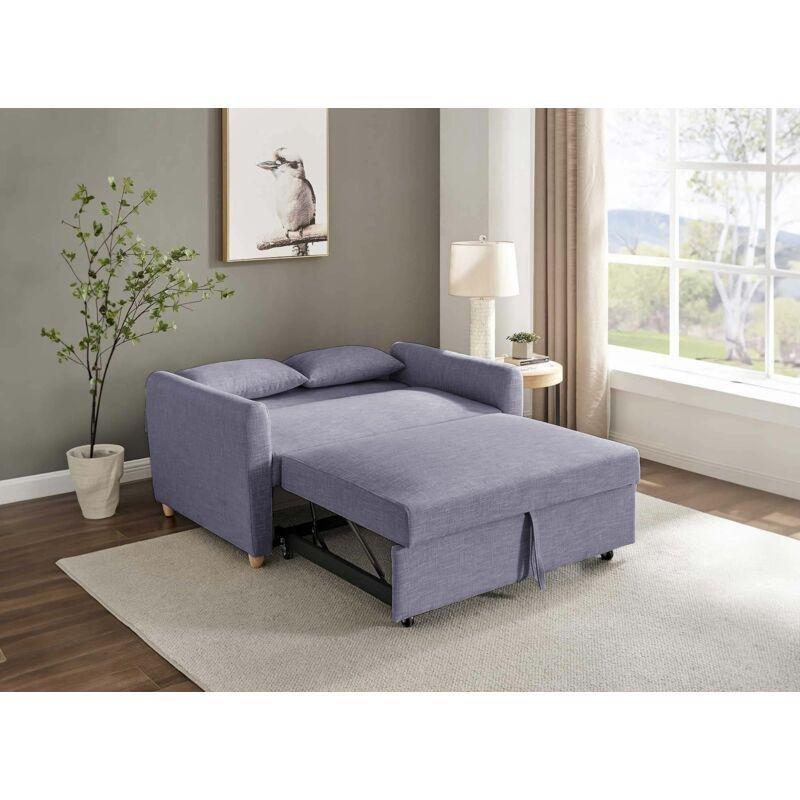 Gri Polyester Kumaş Yataklı İskandinav Kanepe - 140x85x87 cm - 152927