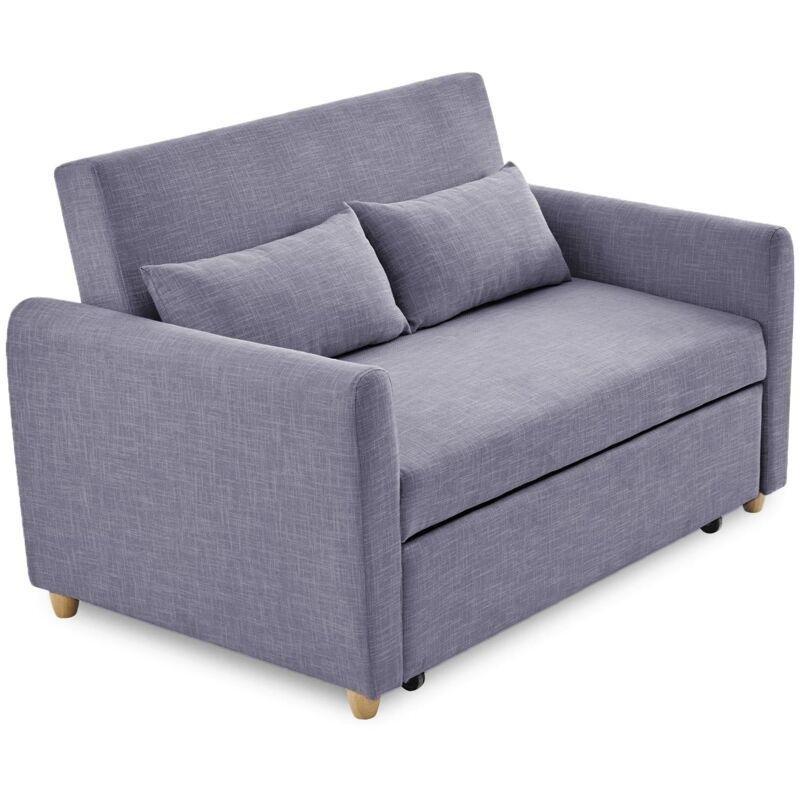 Gri Polyester Kumaş Yataklı İskandinav Kanepe - 140x85x87 cm - 152927