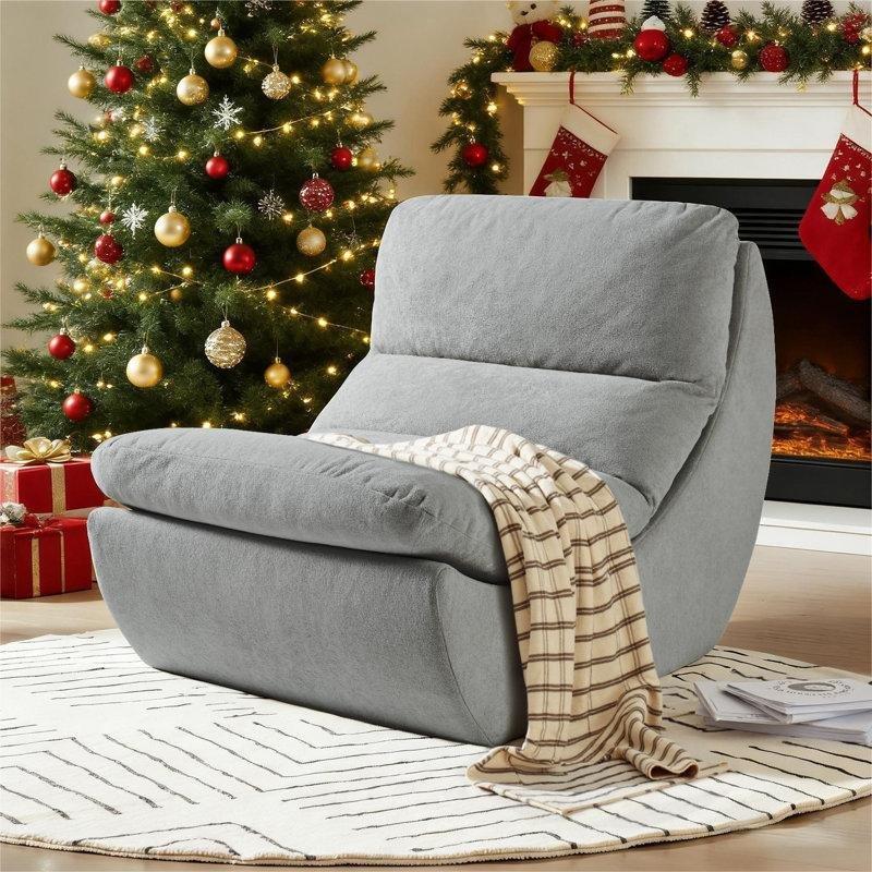 Gri Polyester Yan Cepli Yıkanabilir Kılıflı Puf Koltuk - 157396