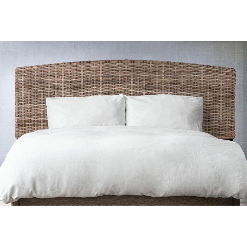 Gri Rattan ve Masif Maun El Yapımı Kemerli Yatak Başlığı - 203 cm - 144900