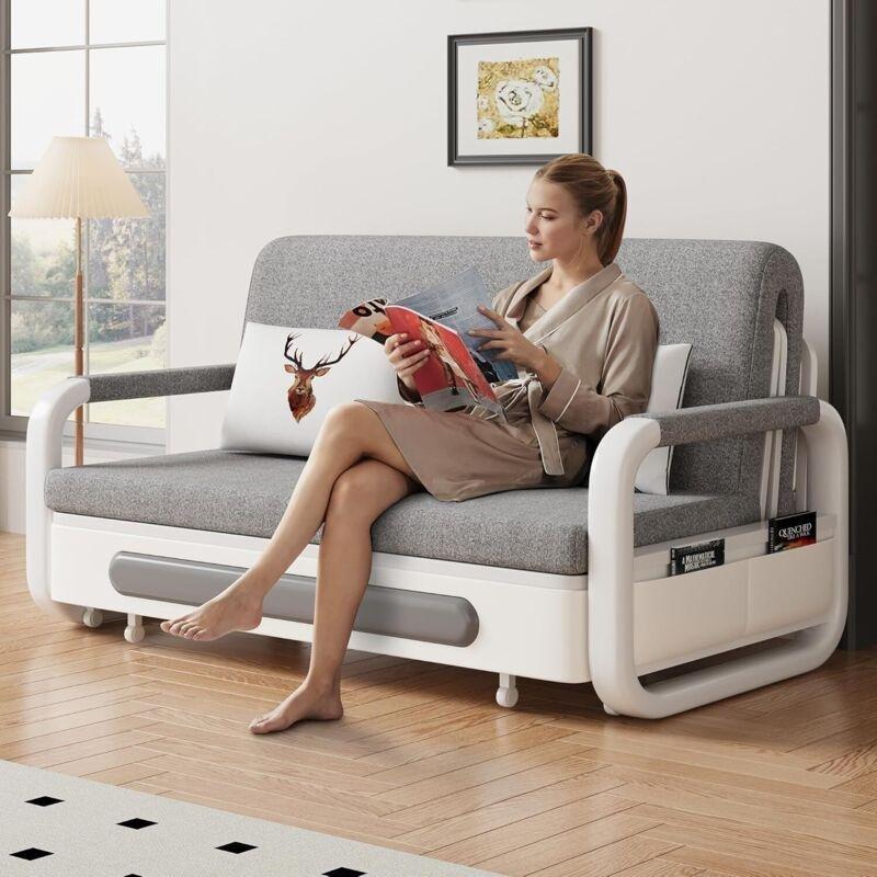 Gri Sandıklı ve Cepli Yatak Olan İkili Koltuk - 128 cm - 153775